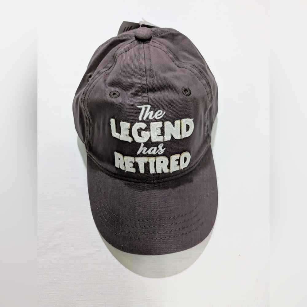 Baseball Adjustable Cap Hat "The Legend Has Retired" Pavilion Gift Co. Gray NWT